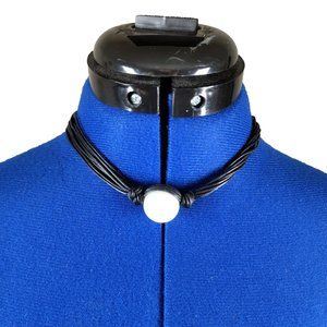 Falsi Gioielli Multi Cord Faux Pearl Single Choker Handmade Italy